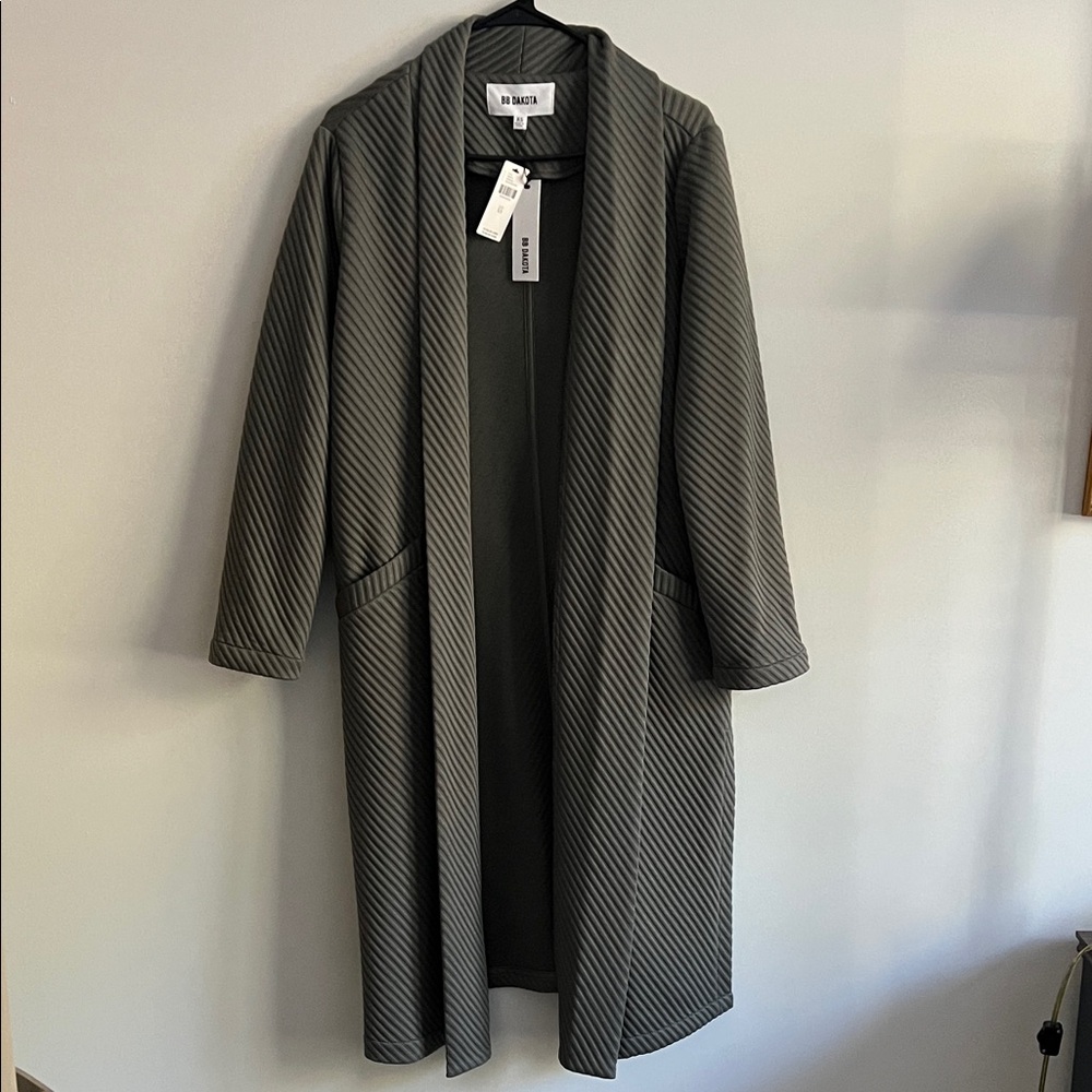 Anthropologie Olive Striped Trench Coat